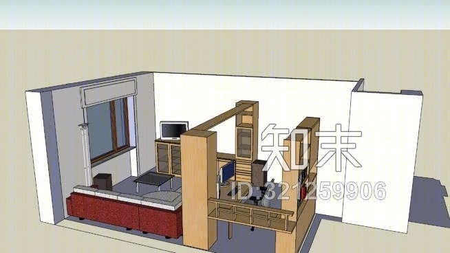 客厅和办公室SU模型下载【ID:321259906】