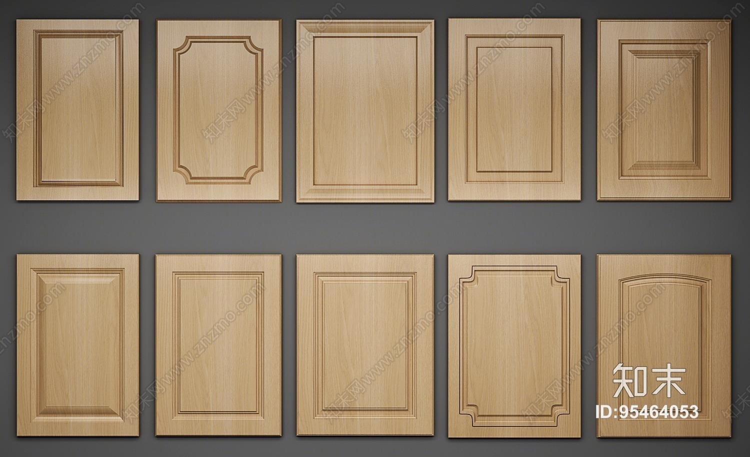 简欧式实木橱柜门板组合3D模型下载【ID:95464053】