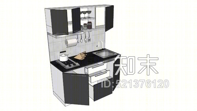 迷你简易厨房SU模型下载【ID:521376120】