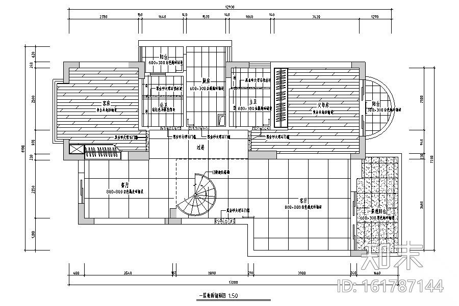 现代简约风格复式别墅设计施工图（附效果图）cad施工图下载【ID:161787144】