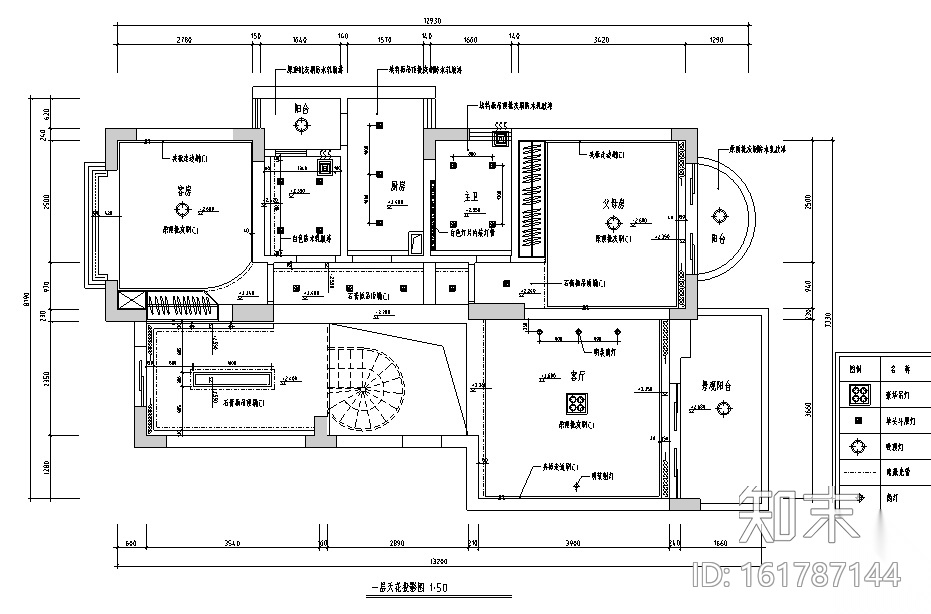 现代简约风格复式别墅设计施工图（附效果图）cad施工图下载【ID:161787144】