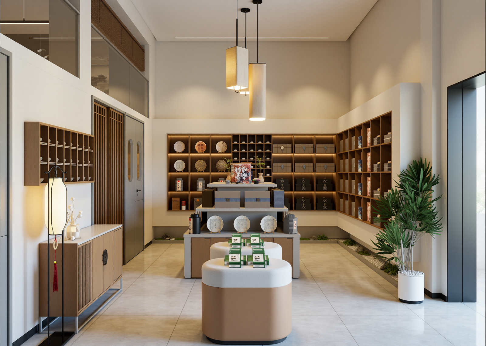 原木茶展厅3D模型下载【ID:1215108625】