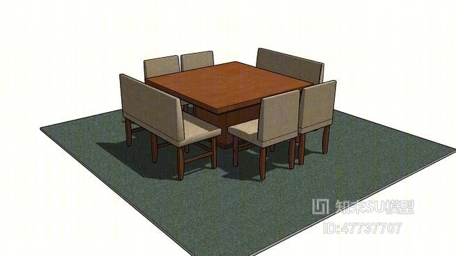 休闲桌椅组合SU模型下载【ID:47737707】
