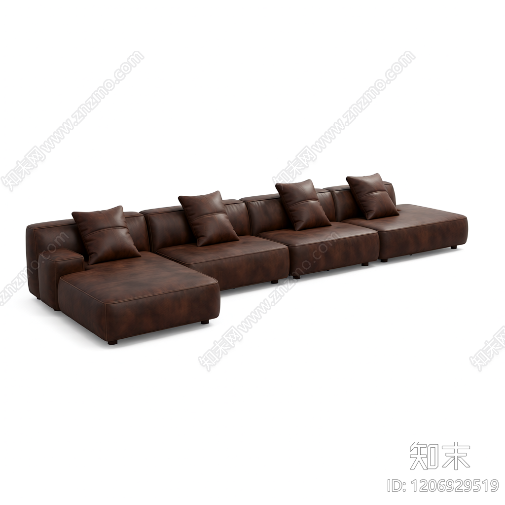 L型皮质沙发组合3D模型下载【ID:1206929519】