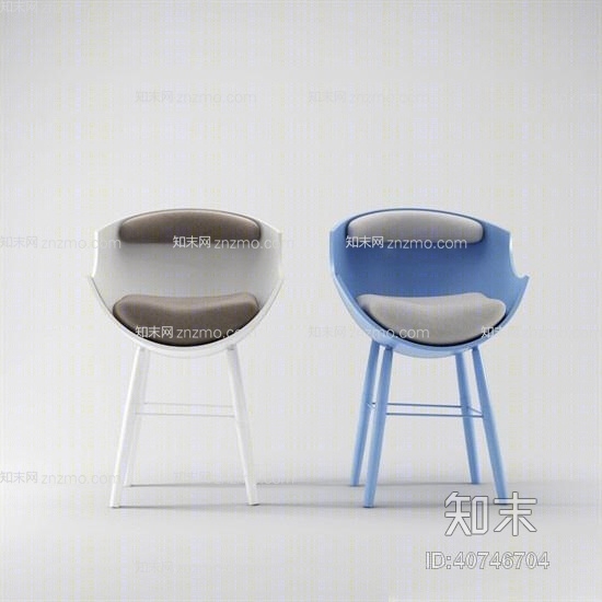 现代蓝色木艺蛋壳椅3D模型下载【ID:40746704】