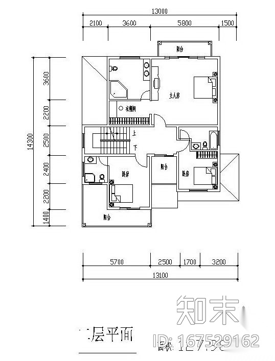 三层独栋别墅户型图(160/128/75)cad施工图下载【ID:167529162】