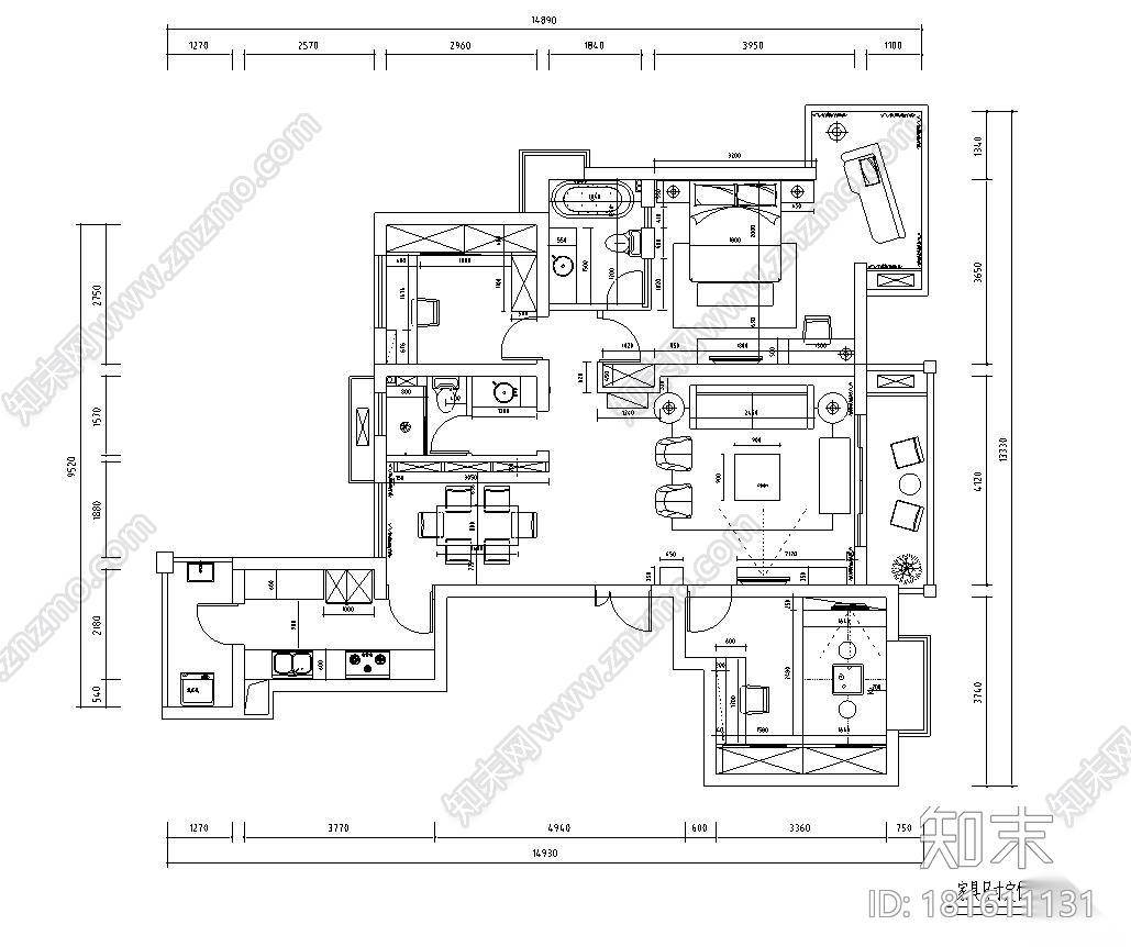 [江苏]常熟世茂三期现代简约风格现代简约室内施工图设计cad施工图下载【ID:181611131】