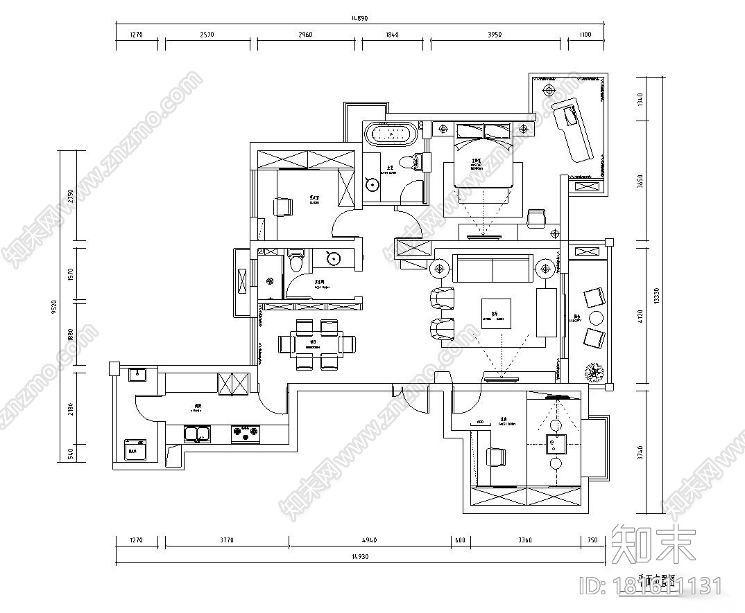 [江苏]常熟世茂三期现代简约风格现代简约室内施工图设计cad施工图下载【ID:181611131】