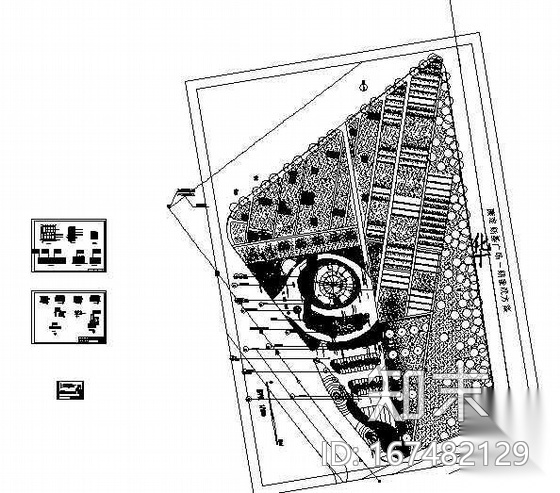 某办公楼环境景观规划图cad施工图下载【ID:167482129】