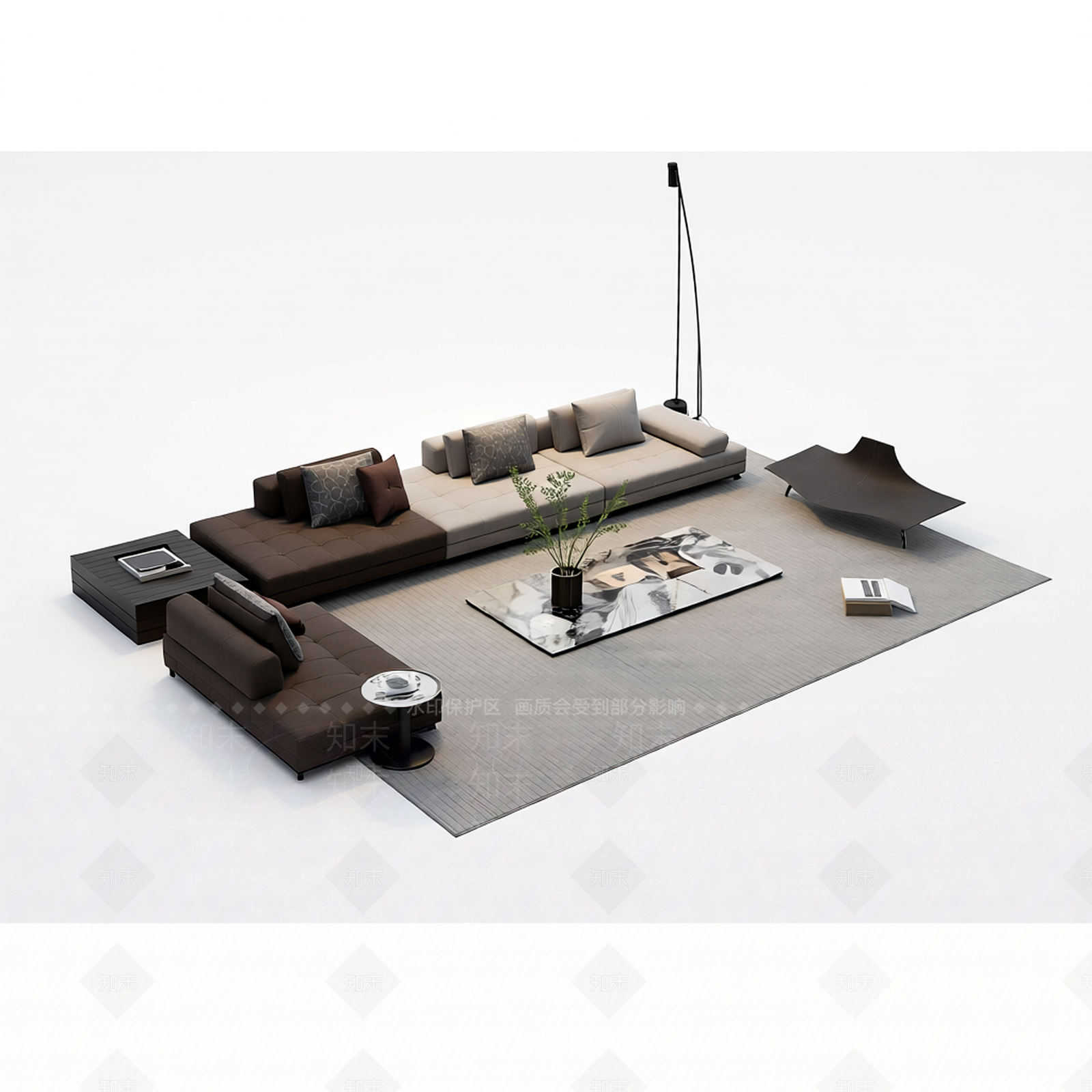 现代客厅组合家具3D模型下载【ID:1206192301】