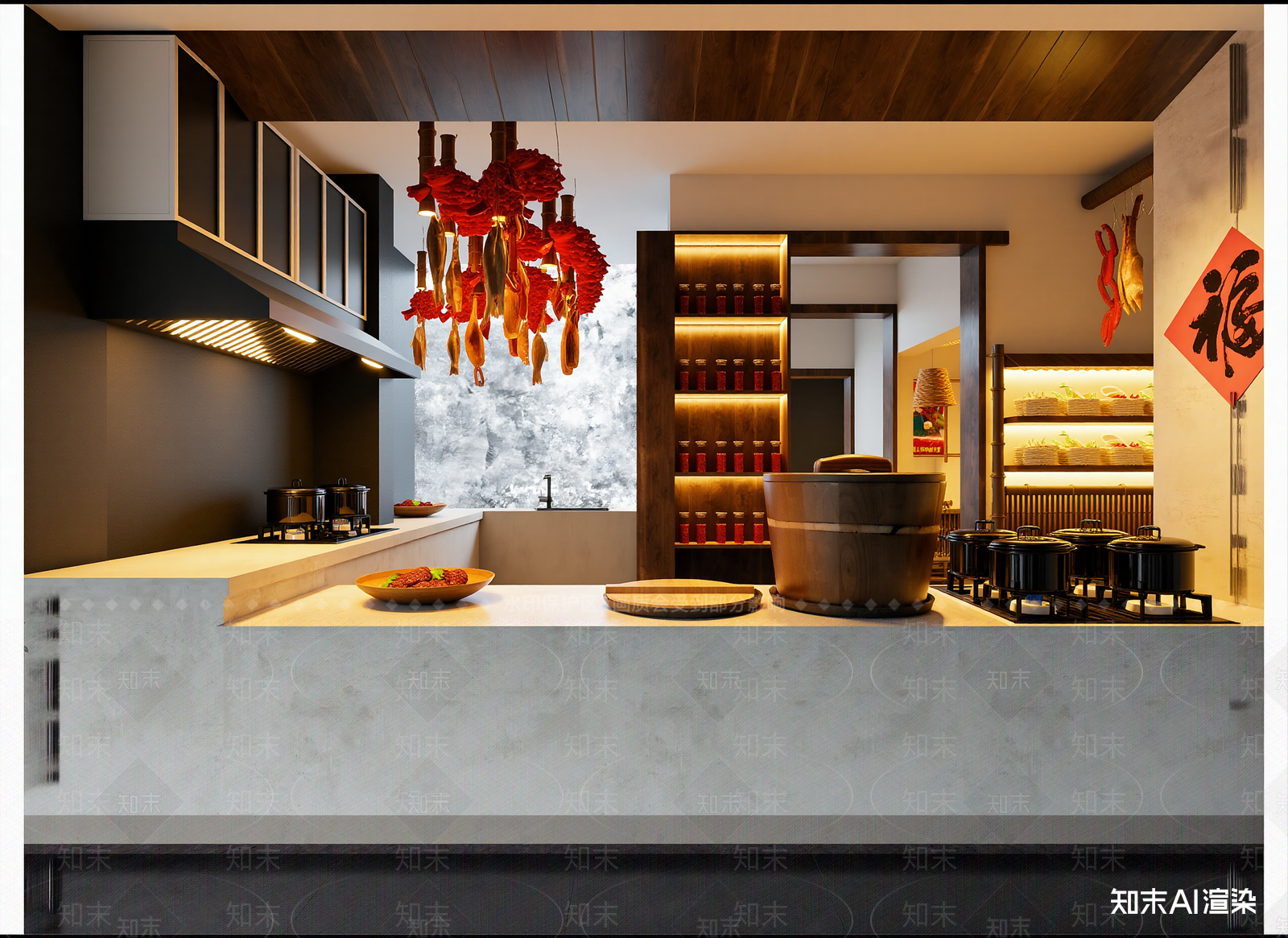 新中式火锅店3D模型下载【ID:1214294410】