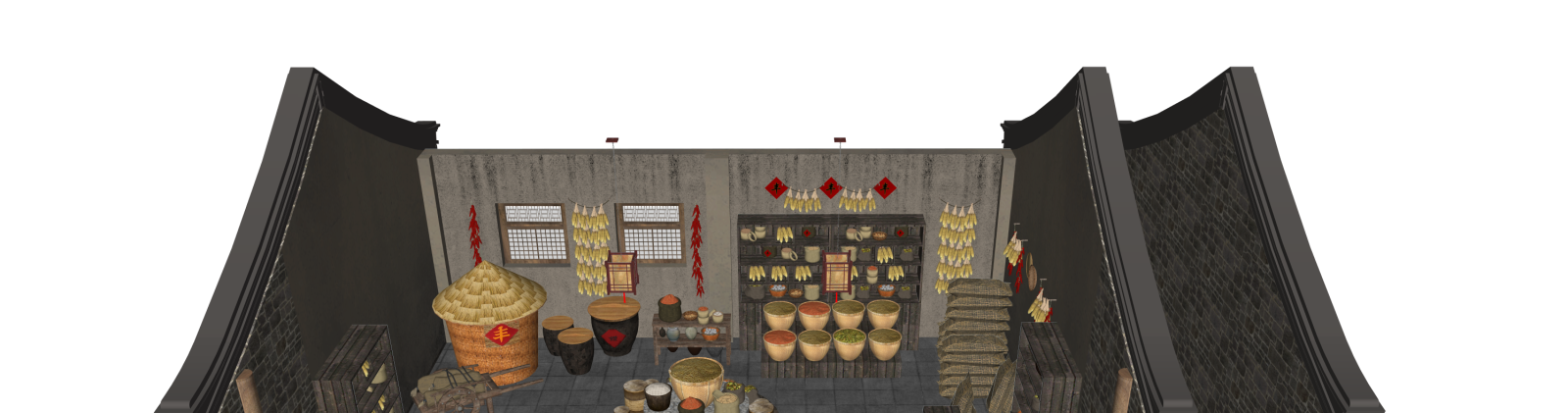 中式集市SU模型下载【ID:1216037753】