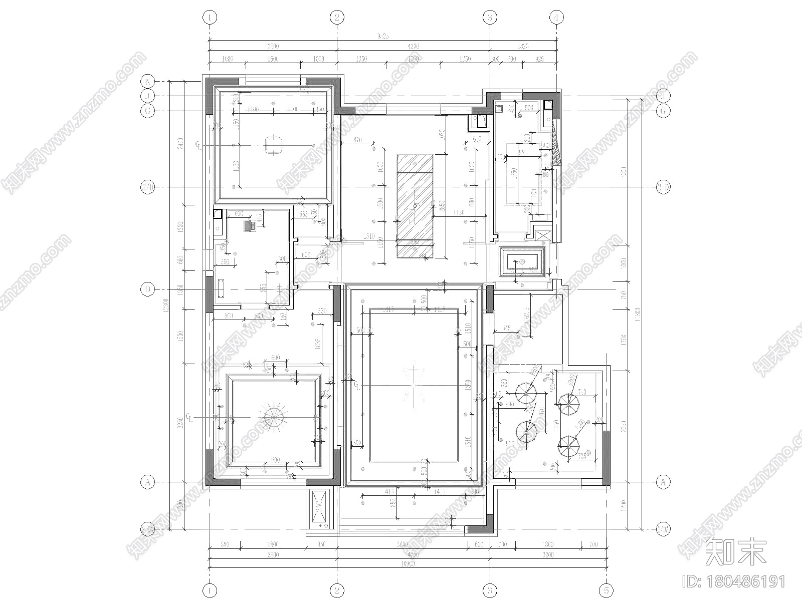 沈阳市美的时代城105平​样板房装修施工图cad施工图下载【ID:180486191】