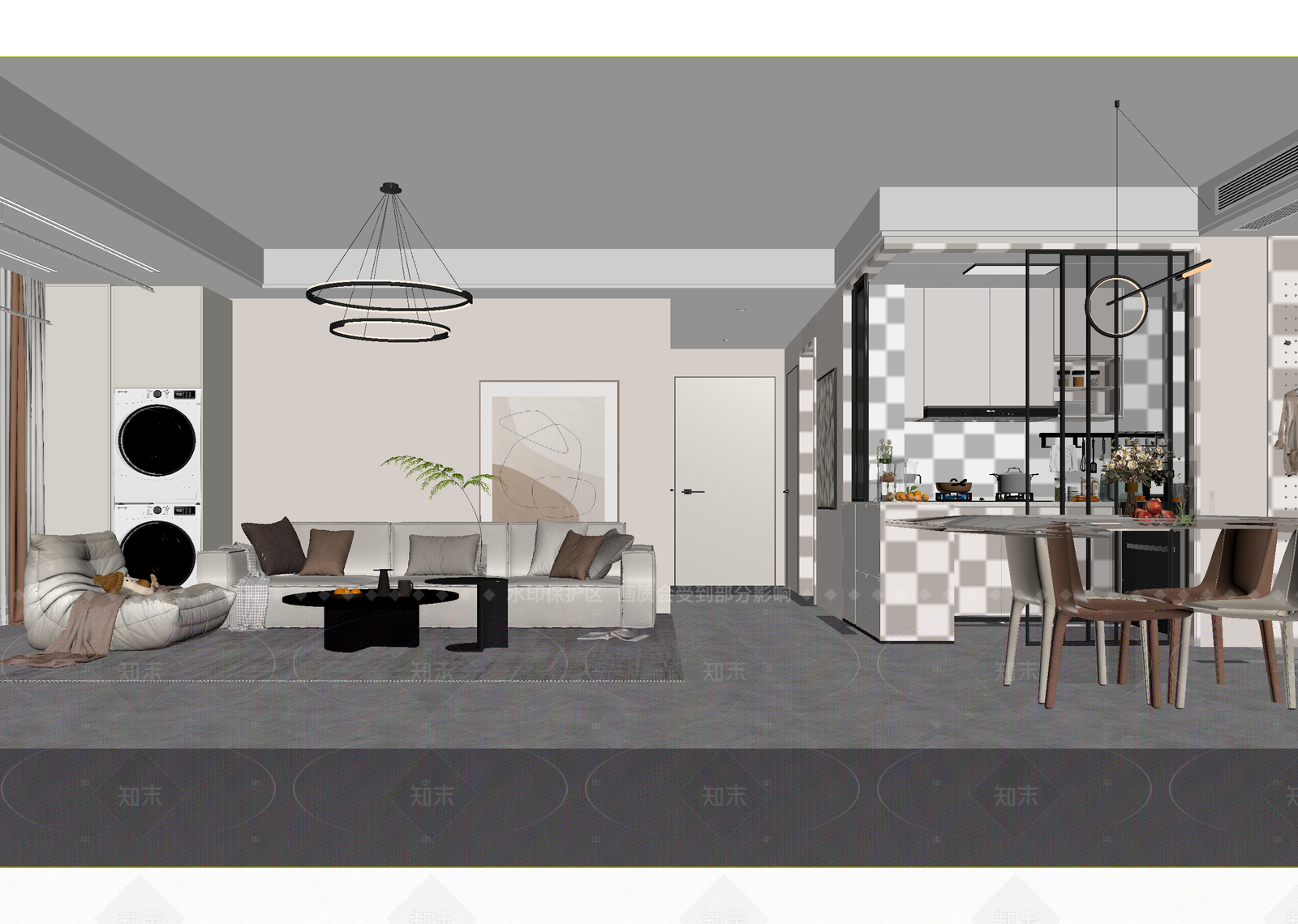 现代客餐厅3D模型下载【ID:1214923273】
