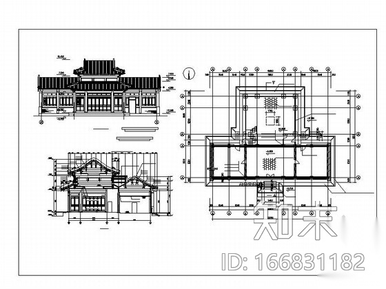 [仿古]某单层戏楼建筑方案图cad施工图下载【ID:166831182】