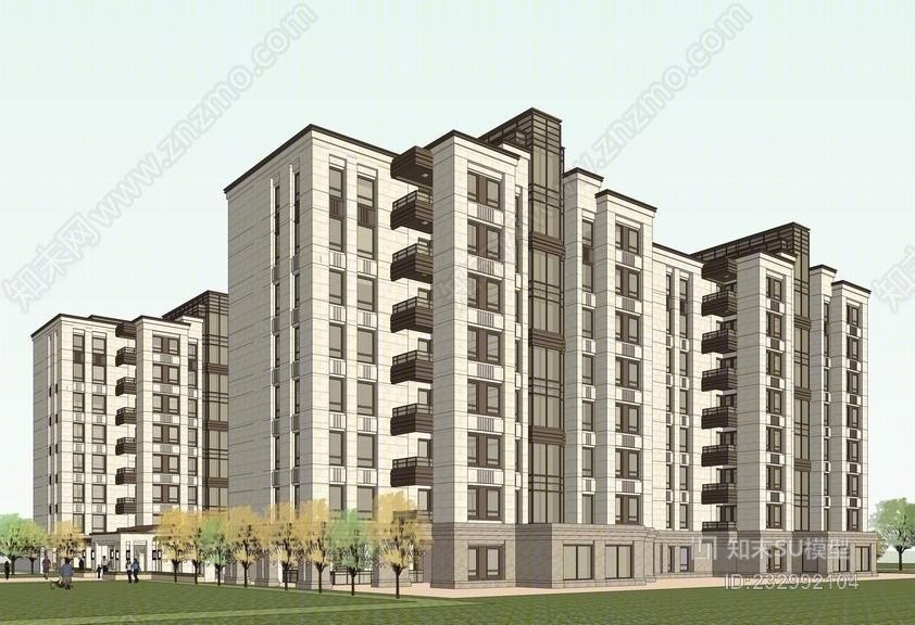 现代小区建筑SU模型下载【ID:232992104】