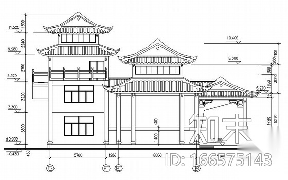 某三层重檐古建施工图cad施工图下载【ID:166575143】