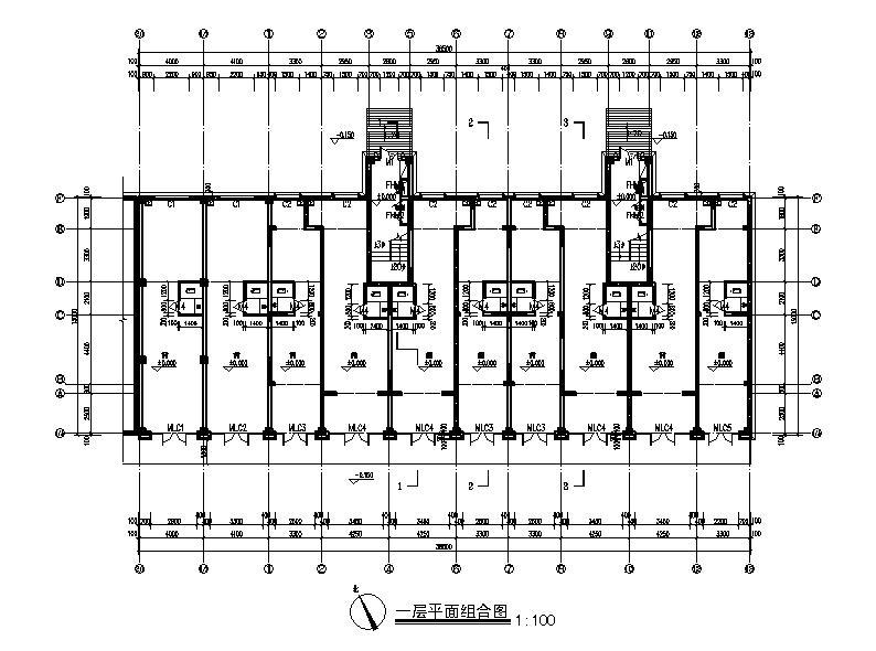 [宁夏]五层框剪结构面砖外墙住宅建筑施工图施工图下载【ID:149875187】