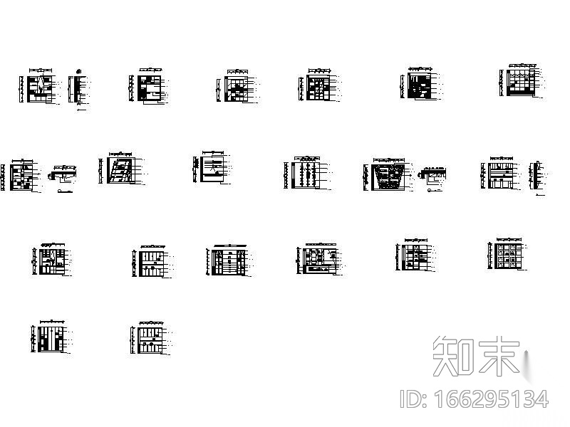 20款书柜立面图施工图下载【ID:166295134】