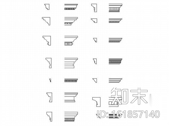 欧式构件檐线成套CAD图块cad施工图下载【ID:161857140】