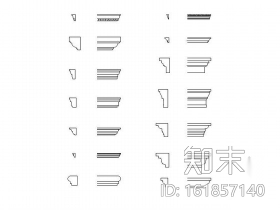 欧式构件檐线成套CAD图块cad施工图下载【ID:161857140】