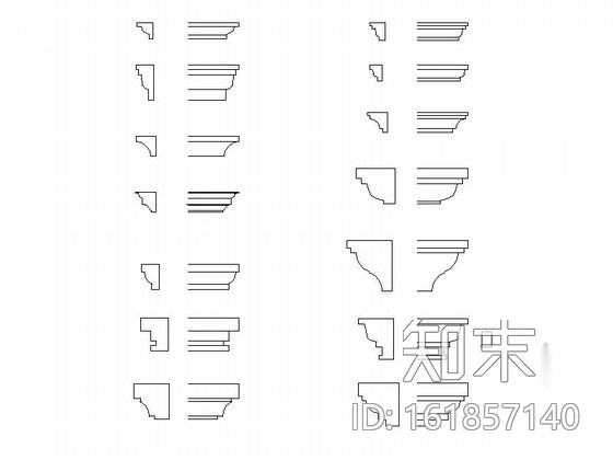 欧式构件檐线成套CAD图块cad施工图下载【ID:161857140】