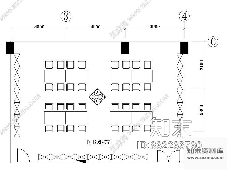 图块/节点图书阅览室详图施工图下载【ID:832233730】