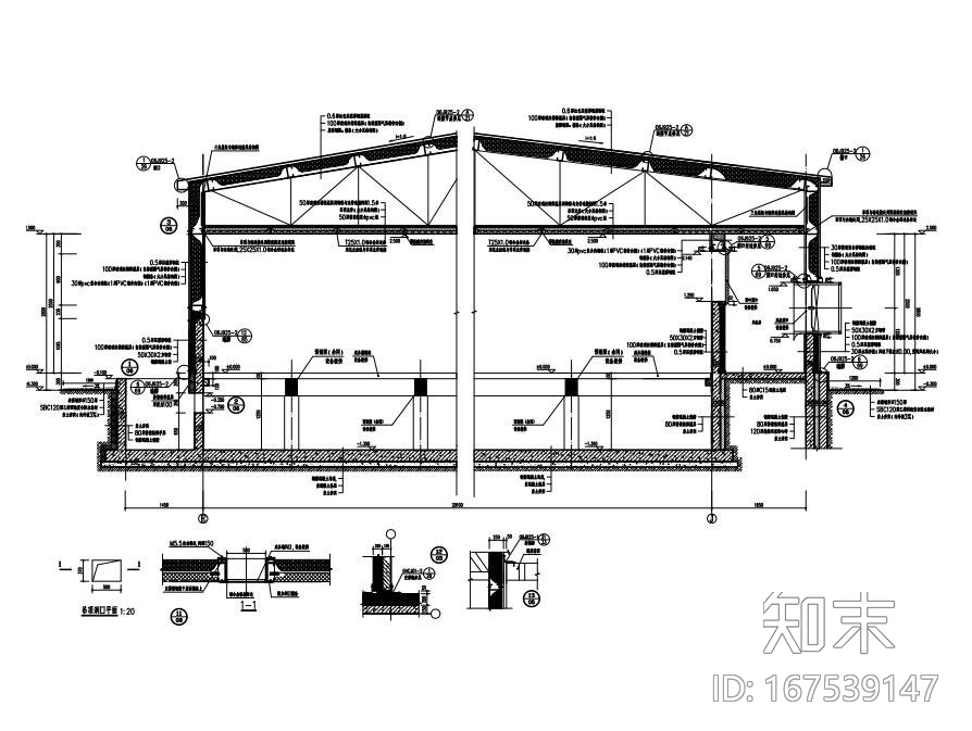 公猪舍建筑结构cad施工图下载【ID:167539147】