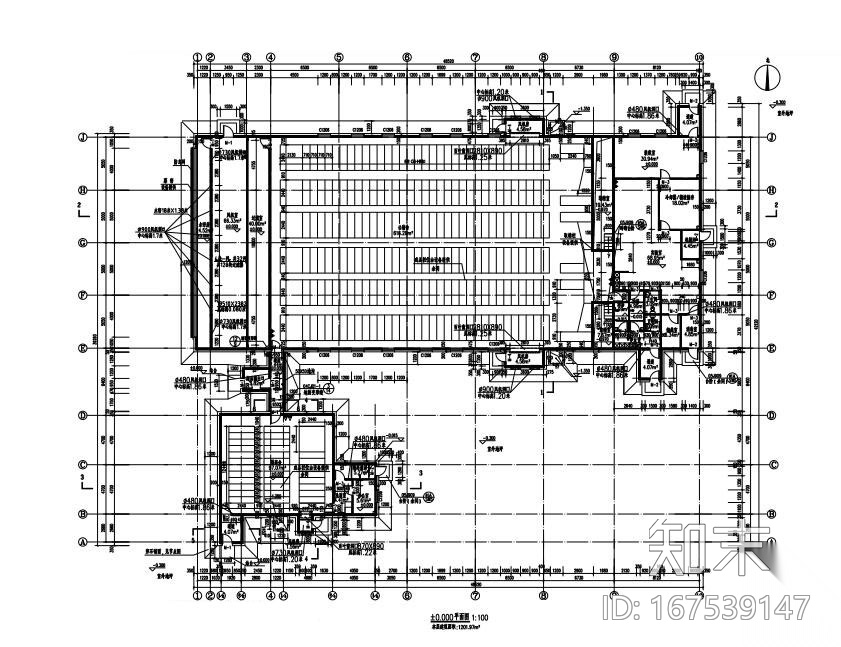 公猪舍建筑结构cad施工图下载【ID:167539147】