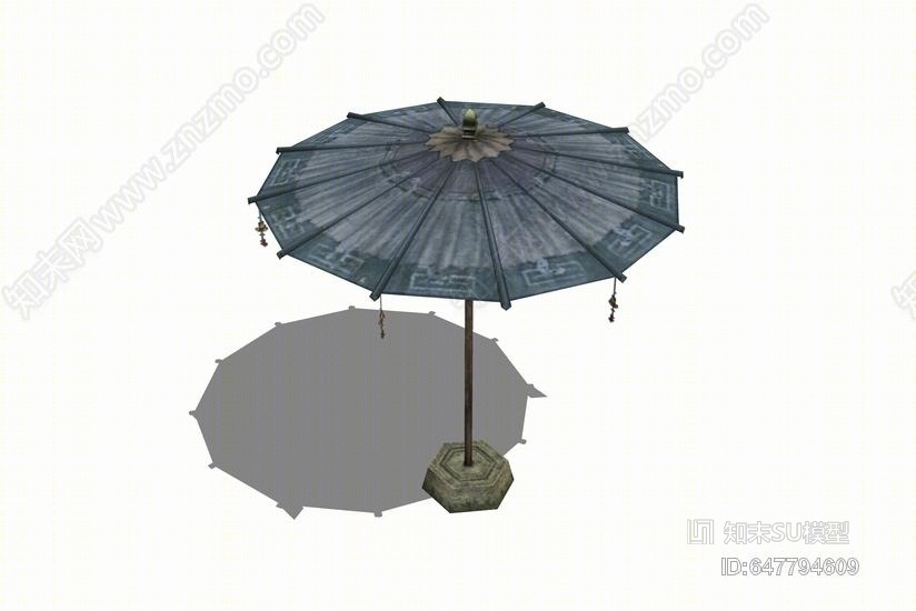 中式太阳伞SU模型下载【ID:647794609】