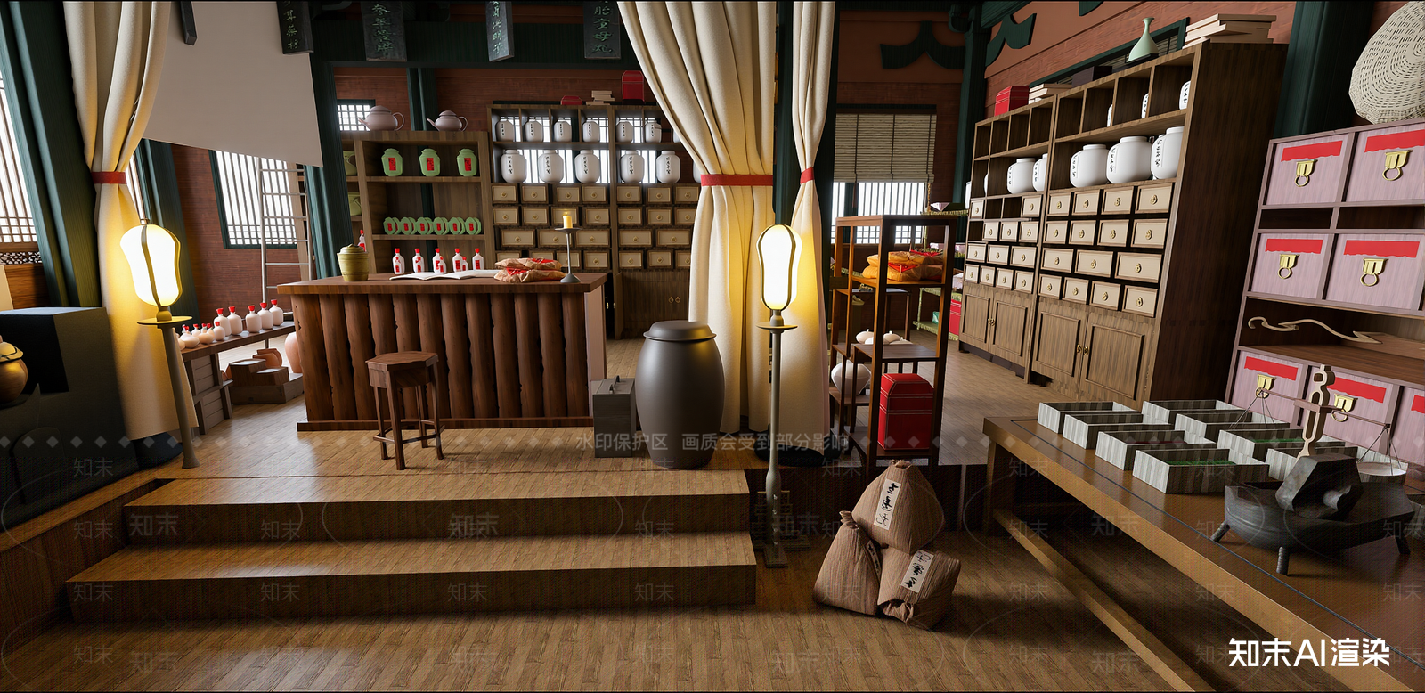 中式其他店铺SU模型下载【ID:1216078778】
