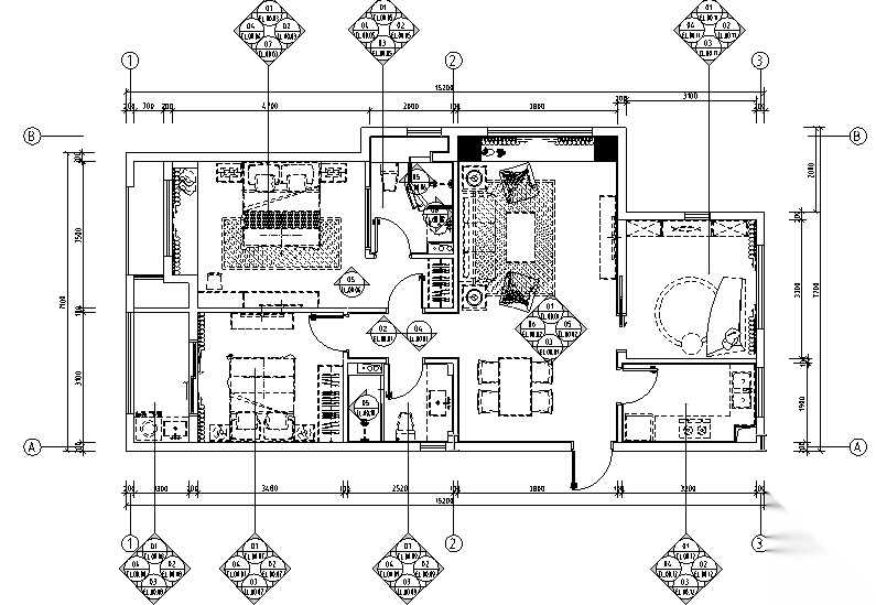 【浙江】2套混合风格新城样板间设计（附效果图+材料表...cad施工图下载【ID:160474185】