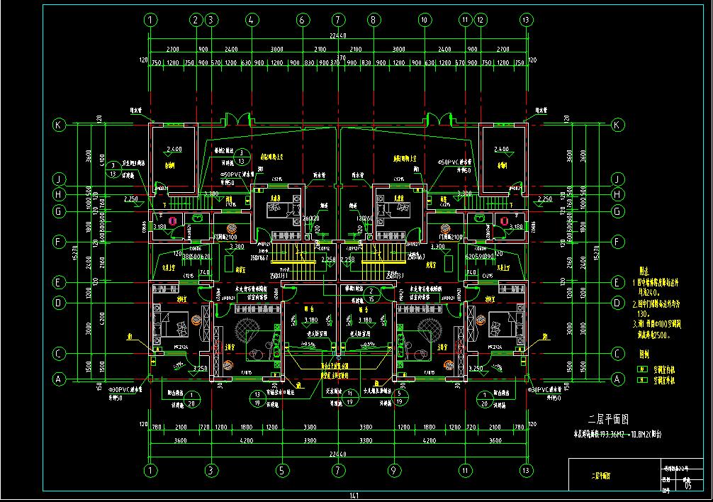 两户双联式别墅建筑施工图设计cad施工图下载【ID:165754186】