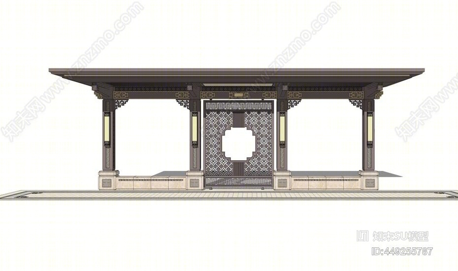 中式廊架SU模型下载【ID:449255787】