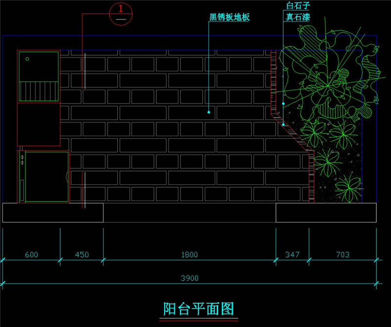 阳台平面图CAD景观图纸施工图下载【ID:149677175】