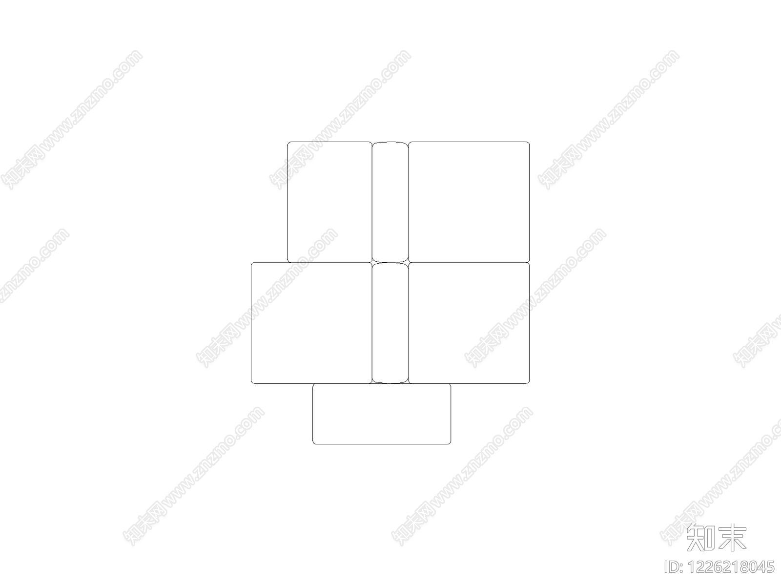 正反沙发组合cad施工图下载【ID:1226218045】