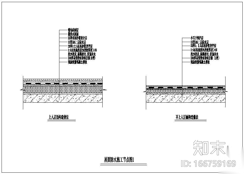 某屋面防水施工节点构造详图施工图下载【ID:166759169】