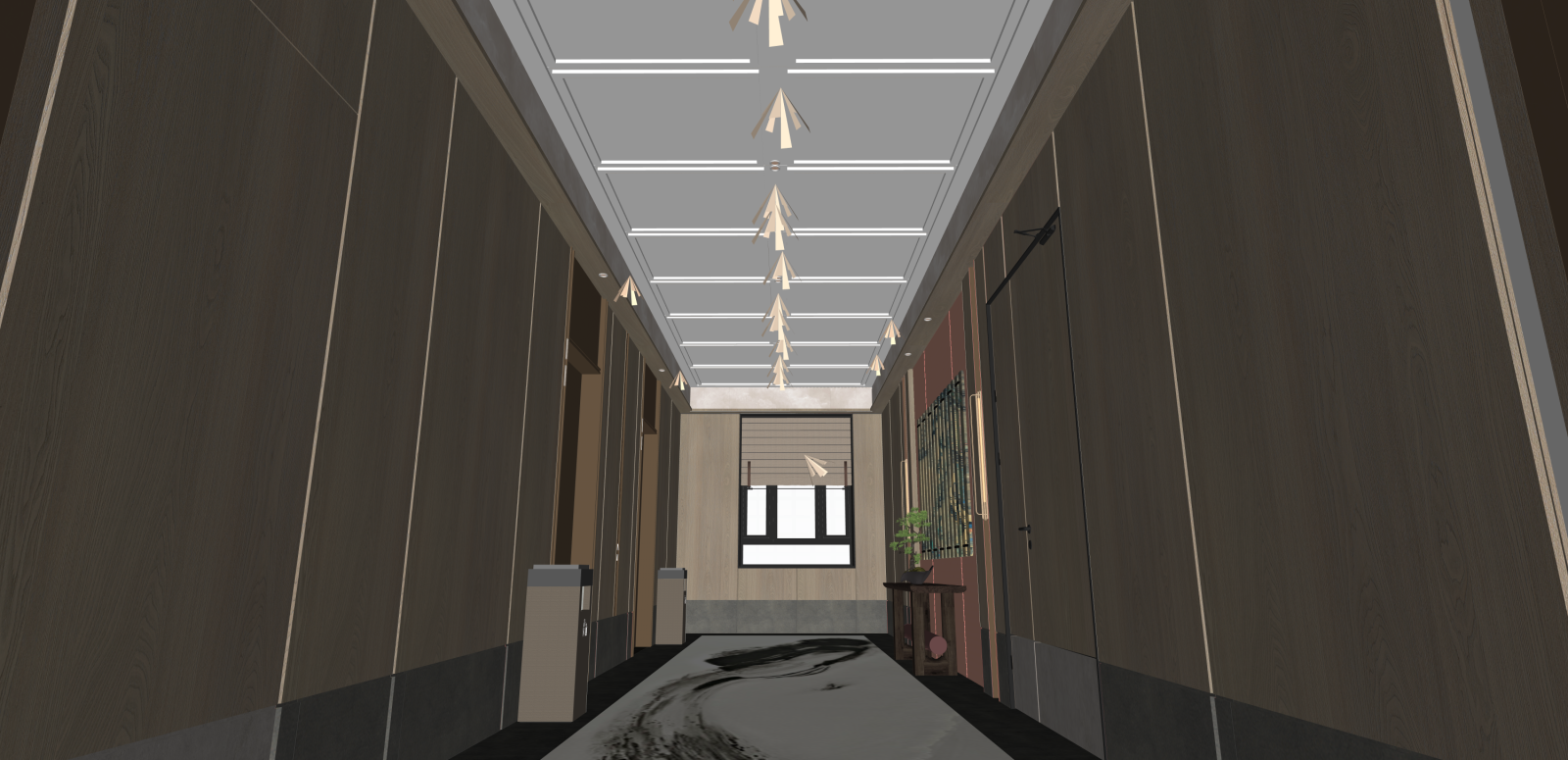 新中式电梯厅SU模型下载【ID:1215988160】