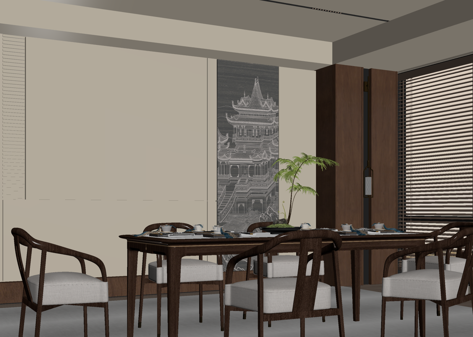 新中式茶馆3D模型下载【ID:1214393220】