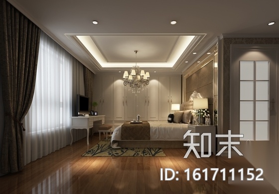 [新疆]精品简约欧式三居室装修CAD施工图（含效果图）cad施工图下载【ID:161711152】