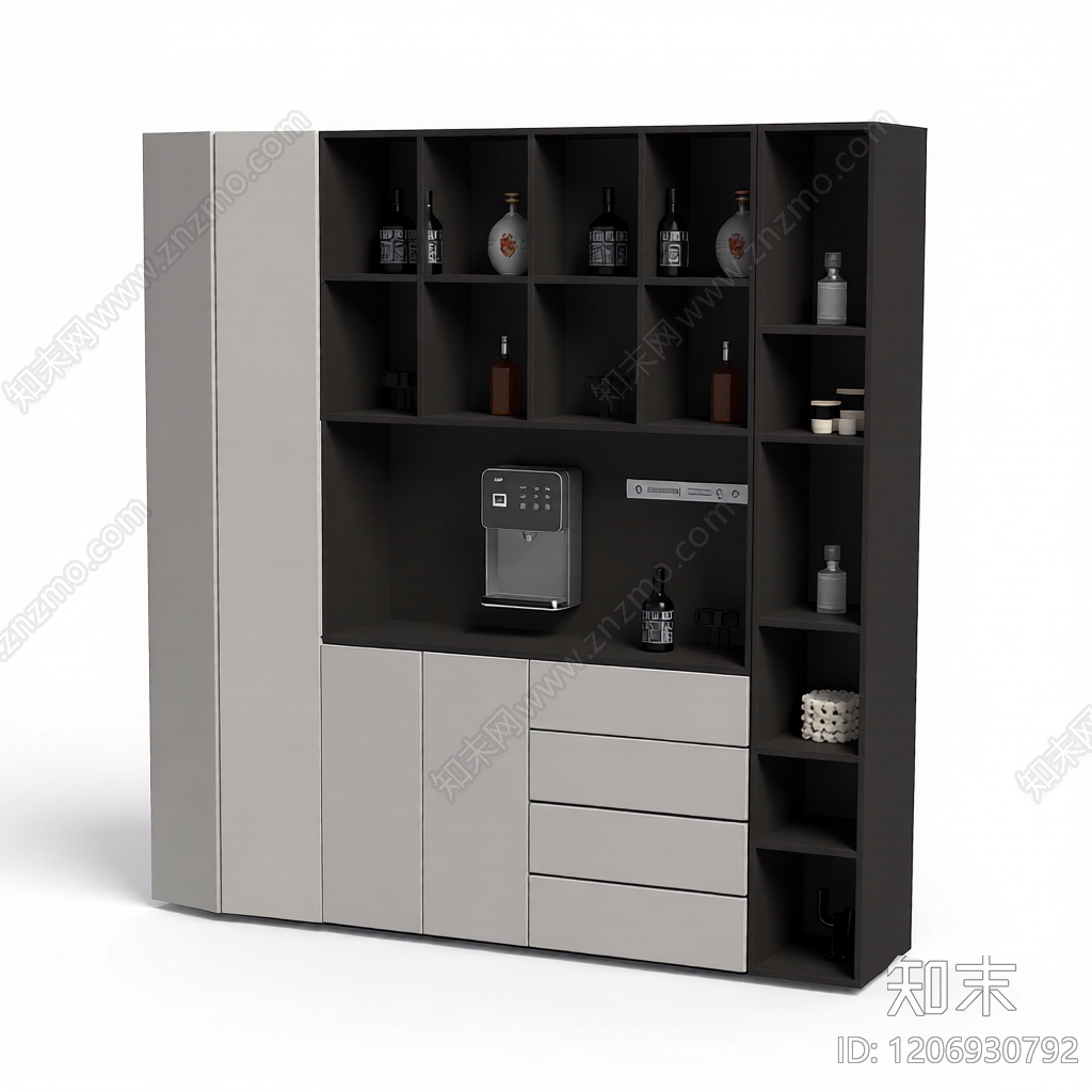 酒柜组合柜体3D模型下载【ID:1206930792】