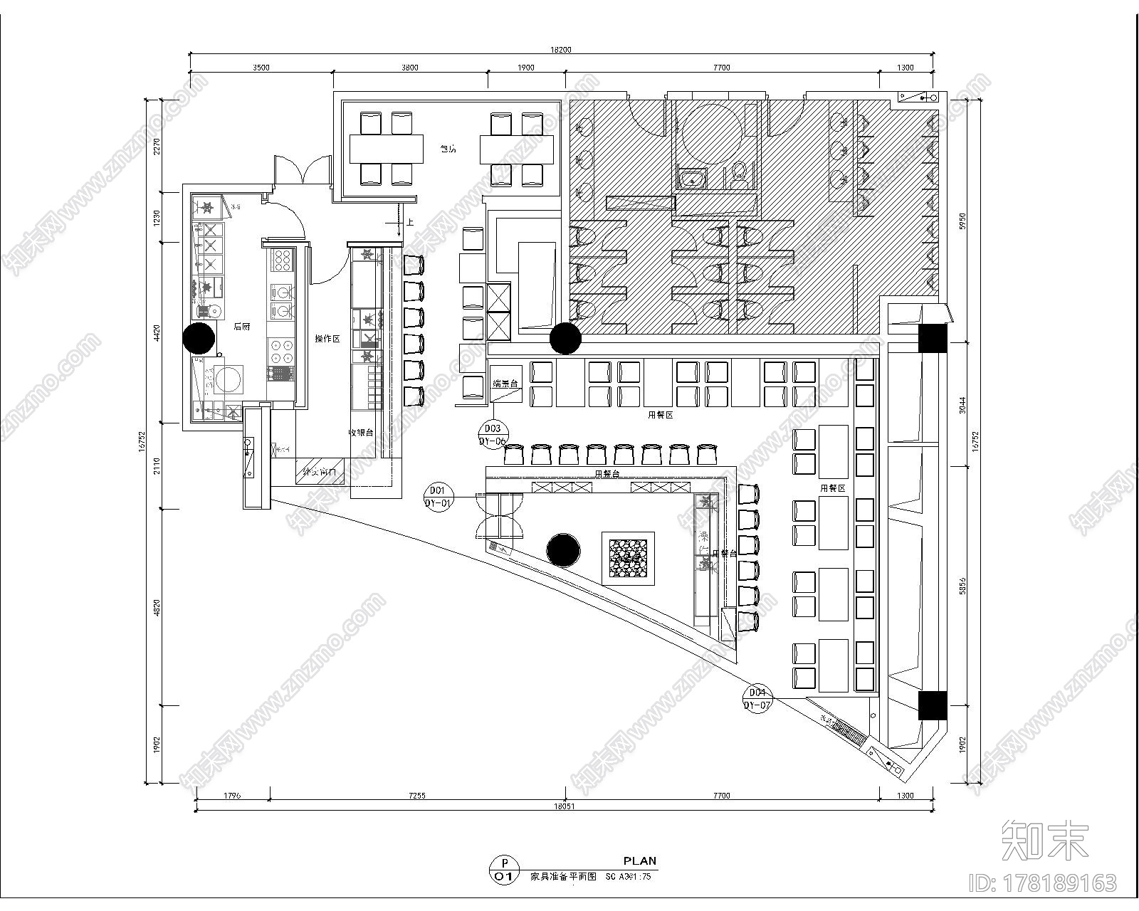 一风围炉鱼生餐厅|效果图+施工图+物料书cad施工图下载【ID:178189163】