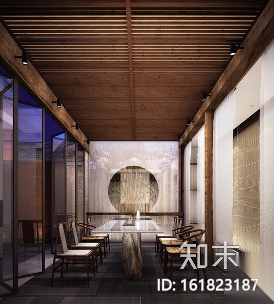 [山东]原创古镇胡同内高雅现代中式会所室内装修施工图（...cad施工图下载【ID:161823187】