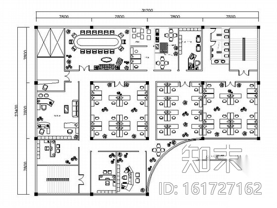 IT办公空间室内装修施工图cad施工图下载【ID:161727162】