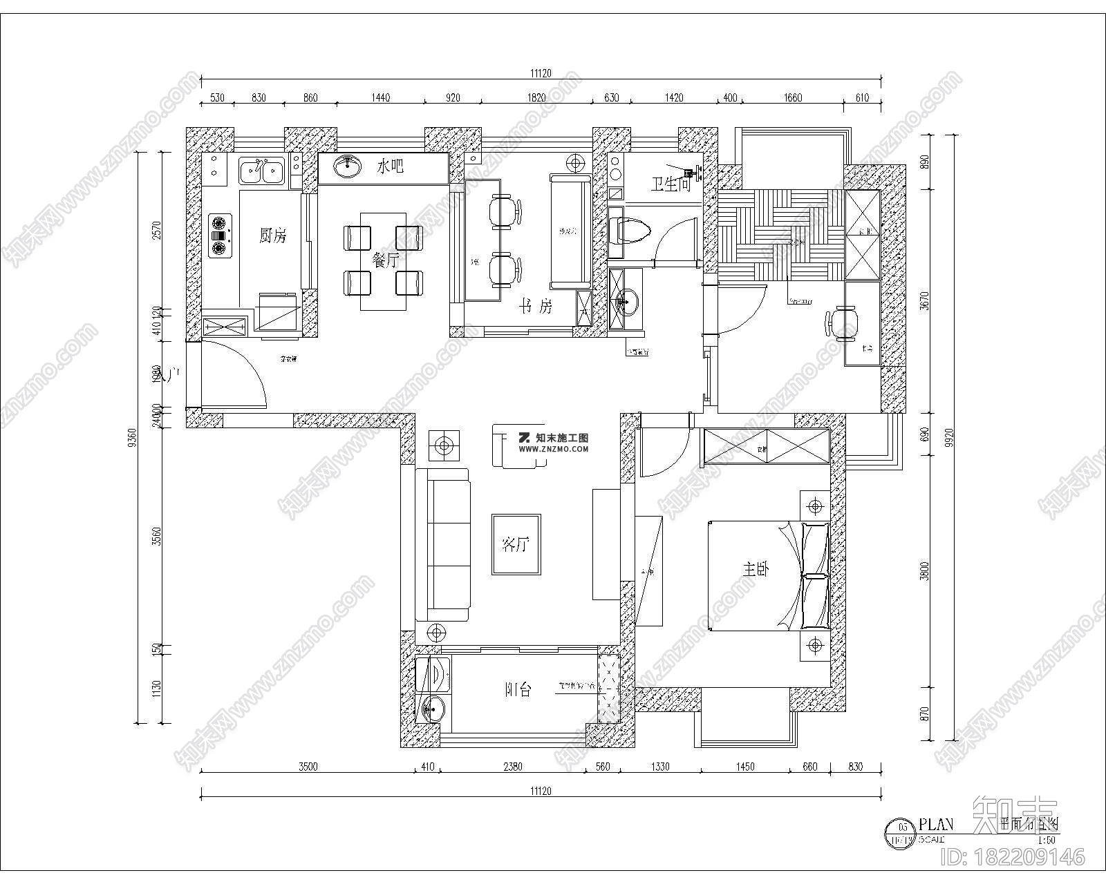 美式三室两厅湖墅经典CAD施工图带效果图套图，湖墅CAD建筑图纸下载施工图下载【ID:182209146】