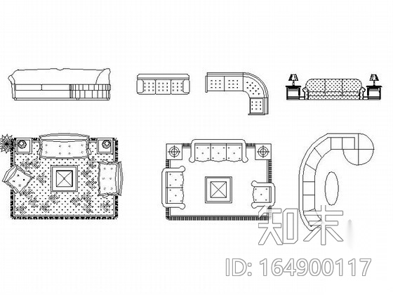 现代时尚沙发CAD图块下载cad施工图下载【ID:164900117】