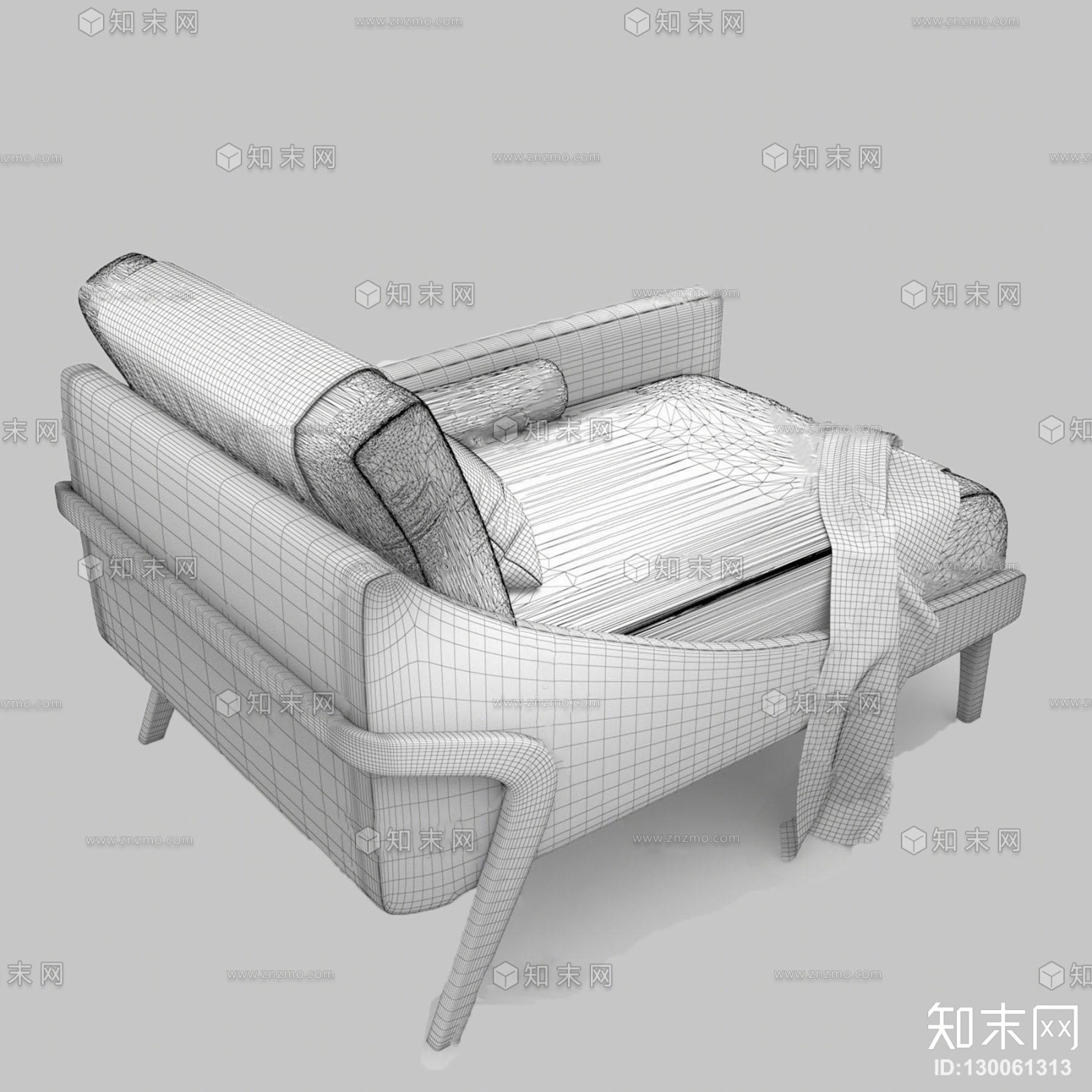 现代布艺贵妃椅3D模型下载【ID:130061313】