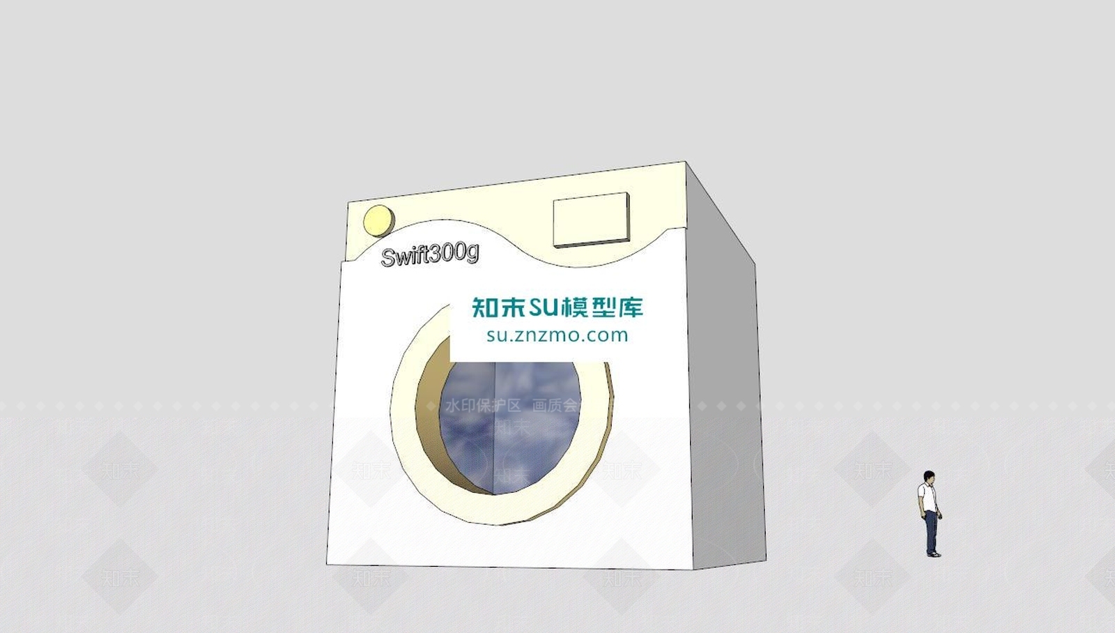 简易单筒洗衣机SU模型下载【ID:172117182】
