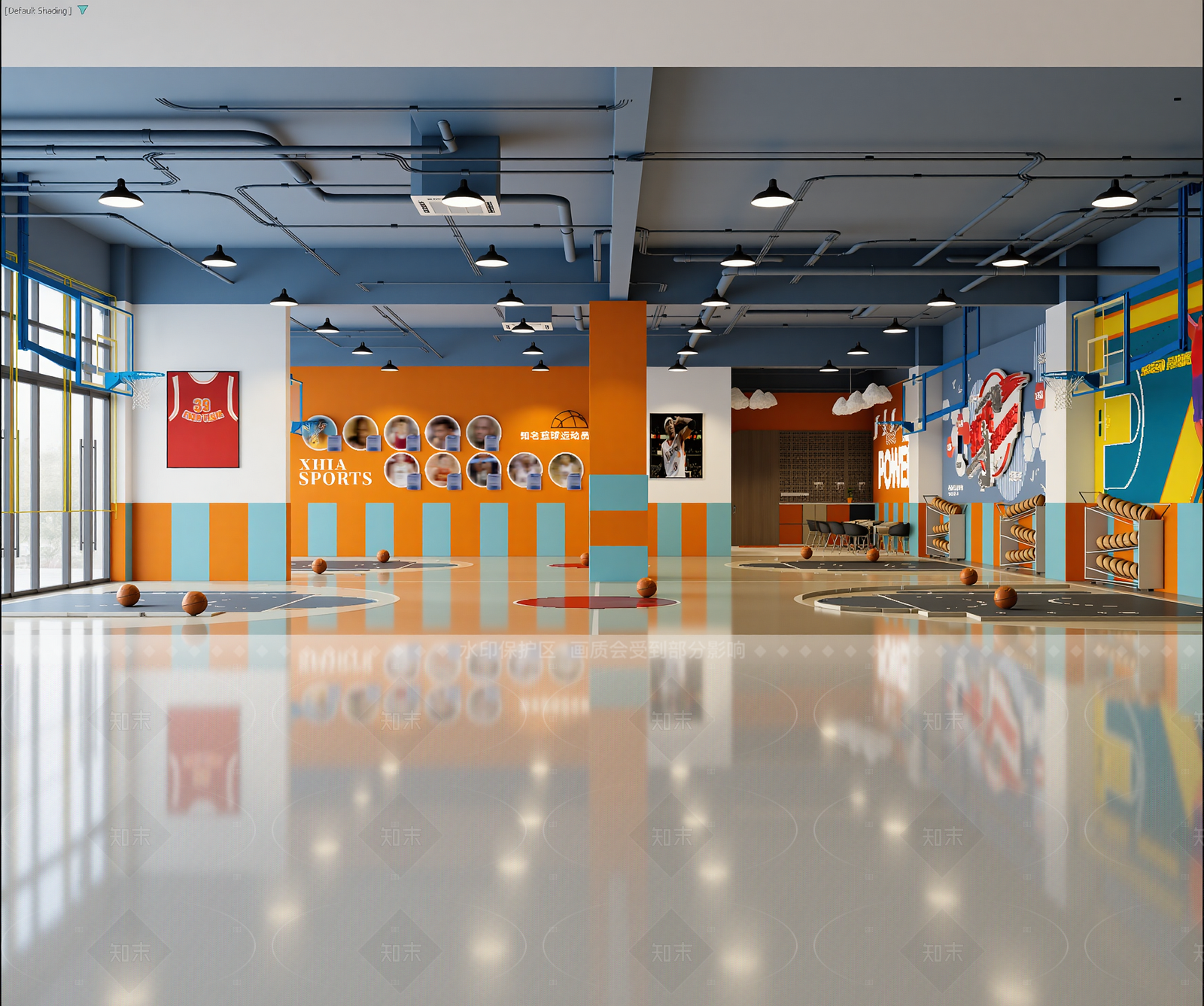 现代篮球场3D模型下载【ID:1214938249】