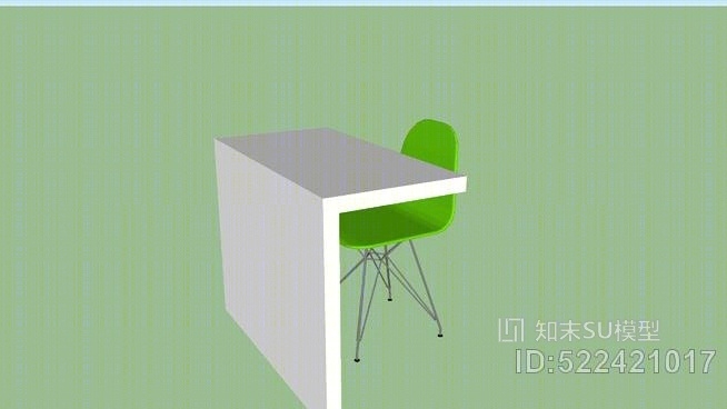 绿色书桌SU模型下载【ID:522421017】